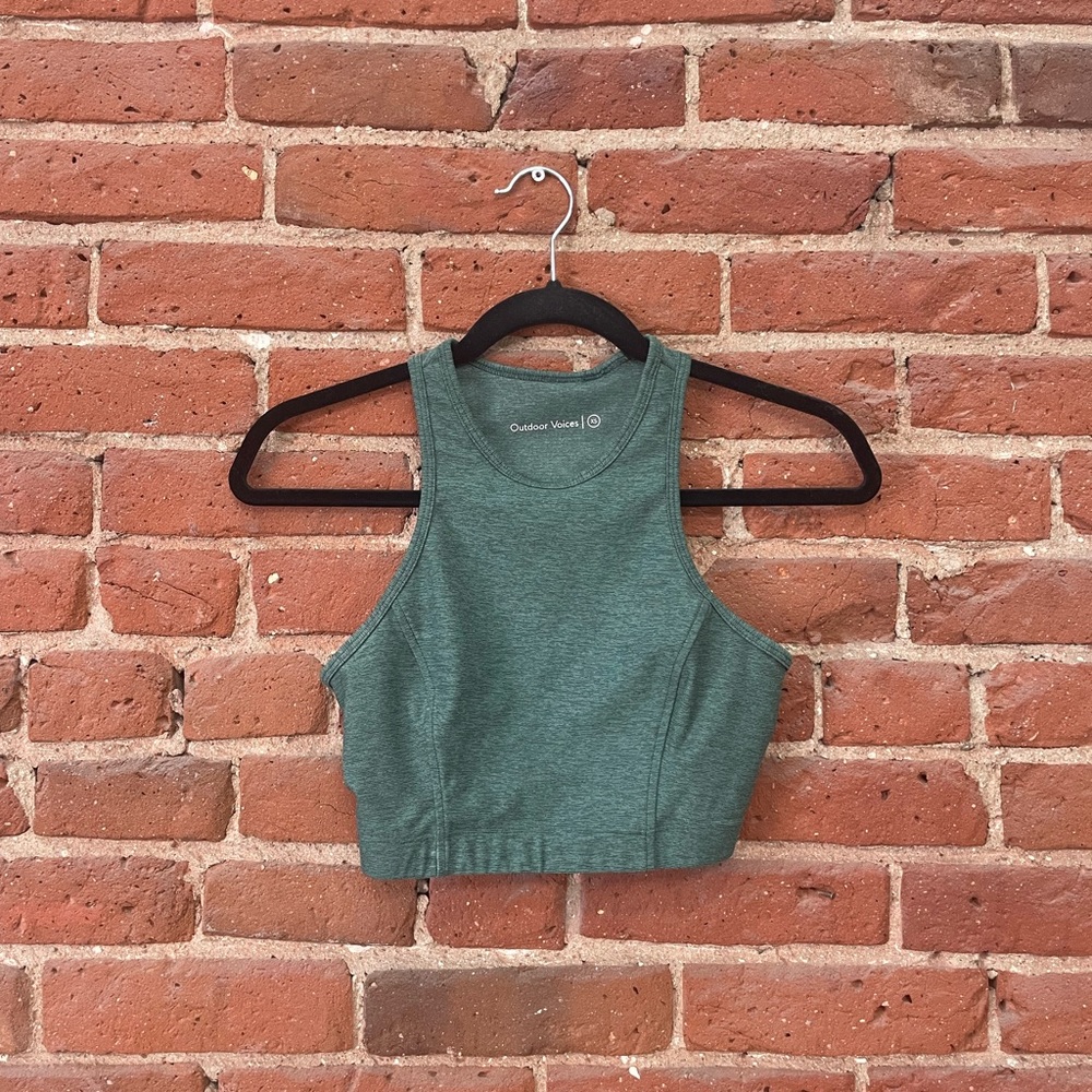 Outdoor Voices Athena Crop Top in Hunter Green